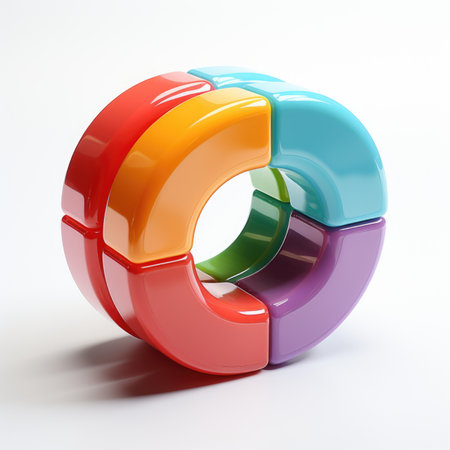 A multicolored object on a white surfaceの素材