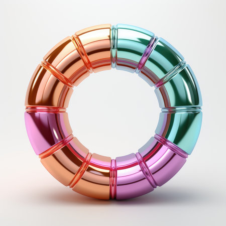 A colorful circular object on a white surface, clipart on white backgroundの素材