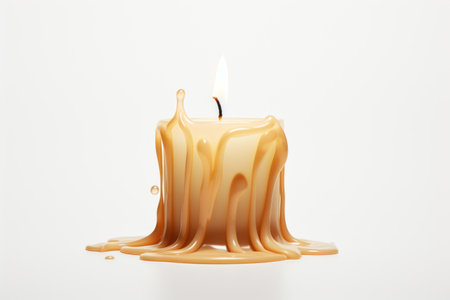 A candle that is dripping down on a tableの素材