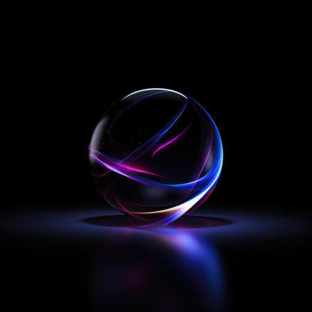 A sphere with a blue and purple swirl on itの素材