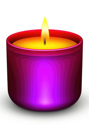 A purple candle with a yellow flameの素材