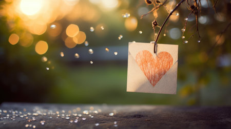 A piece of paper with a heart drawn on itの素材