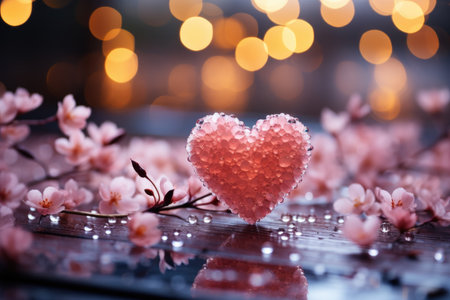 A heart shaped object sitting on top of a tableの素材