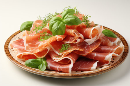 A plate filled with meat and vegetables on top of a tableの素材