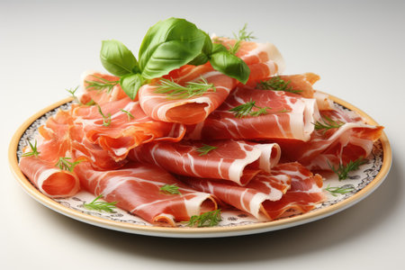 A plate filled with meat and vegetables on top of a tableの素材