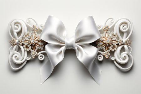 A white bow with pearls and pearls on itの素材