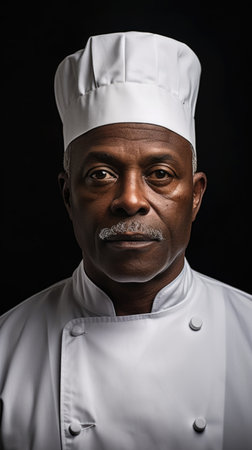 A man wearing a chefs hat and a white shirtの素材