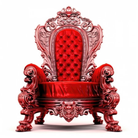 A red chair with a red velvet upholstered seatの素材