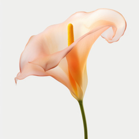 Pink and apricot orange calla lilies on white backgroundの素材