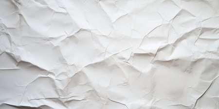 A close up of a piece of white paper, off white crumpled paper texture, background.の素材