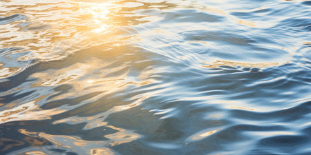 The sun shines brightly on the surface of the waterの素材
