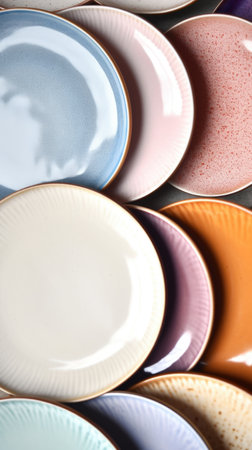 A group of colorful plates stacked on top of each otherの素材