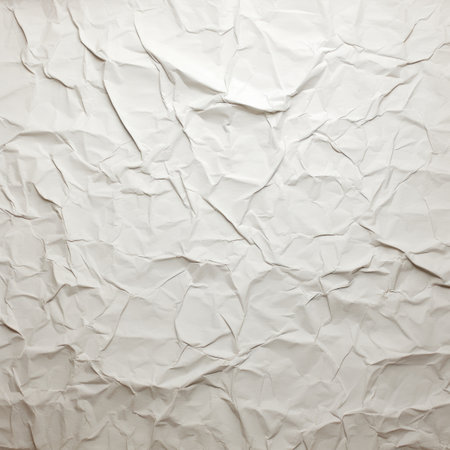 A close up of a sheet of paper on a table, off white crumpled paper texture, background.の素材
