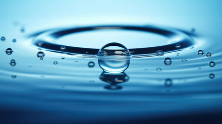 A drop of water falling into a pool of waterの素材