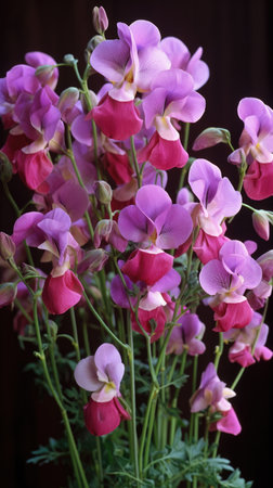 A vase filled with pink and purple flowers, spring flowers, sweet peaの素材