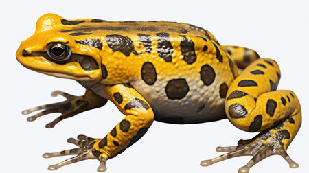 A yellow and black frog on a white backgroundの素材