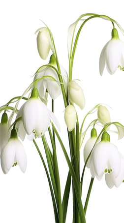 White snowdrops isolated on white background. Early spring flowers.の素材