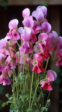 A vase filled with pink and white flowers, spring flowers, sweet peaの素材
