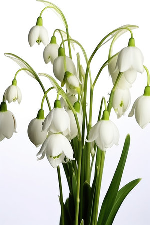 White snowdrops isolated on white background. Early spring flowers.の素材