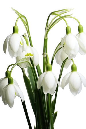 White snowdrops isolated on white background. Early spring flowers.の素材