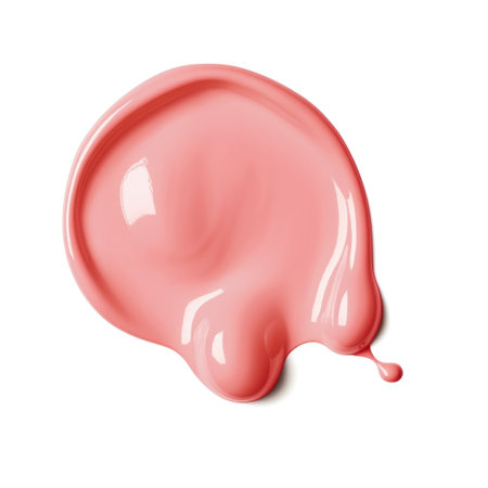 A close up of a pink paint on a white surfaceの素材