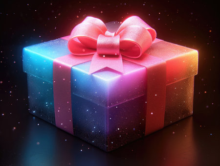 A blue and pink gift box with a pink bowの素材