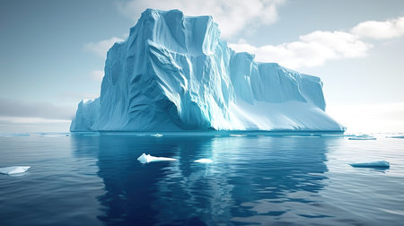 An iceberg in the middle of a body of waterの素材