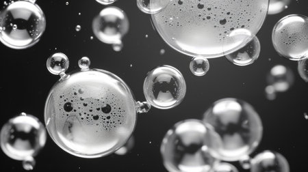 A bunch of bubbles floating in the airの素材