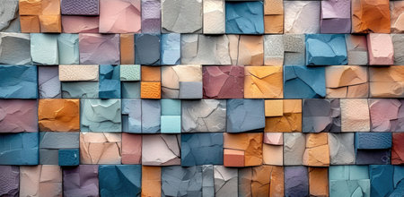 A wall made up of different colored blocksの素材