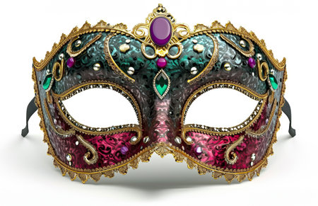 A colorful mask on a white background, Mardi Gras maskの素材