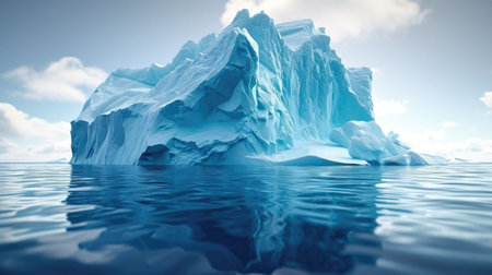 A large iceberg floating in the middle of the oceanの素材