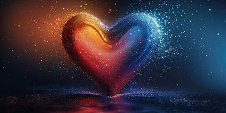 A heart shaped object is sprinkled with colored powder Valentines Day backgroundの素材