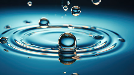 A drop of water falling into a pool of waterの素材