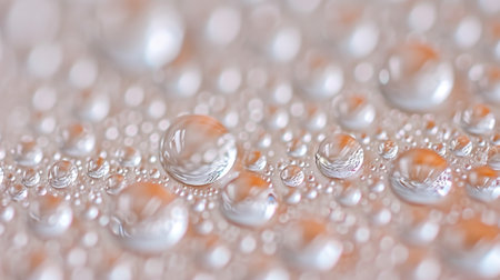 A close up of water droplets on a surfaceの素材