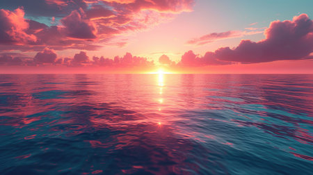 The sun is setting over the oceanの素材