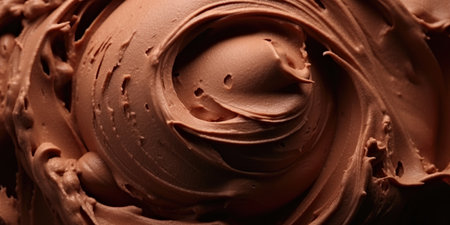 A close up of a chocolate frosted cakeの素材