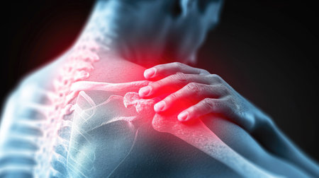 A person with a painful shoulder painの素材