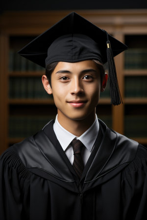A man in a graduation cap and gownの素材