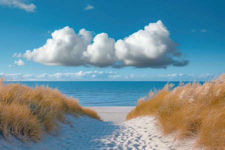 A path leading to the beach through the sand dunesの素材