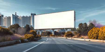 An empty billboard on the side of the roadの素材