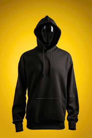 A black hoodie on a yellow backgroundの素材
