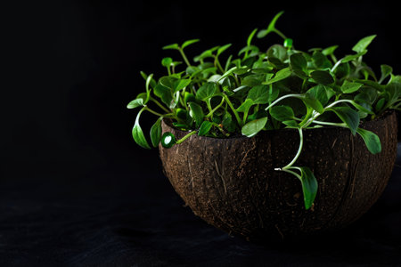 A close up of a plant in a potの素材