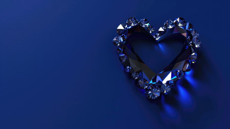 A heart shaped diamond on a blue backgroundの素材