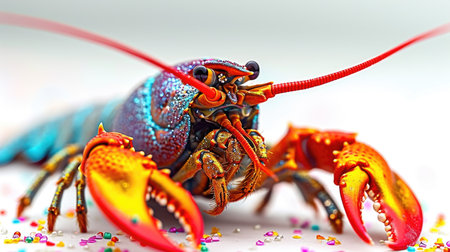 A brightly colored lobster with sprinkles on it, Mardi Gras crawfish.の素材