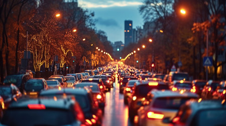 A busy city street filled with lots of trafficの素材