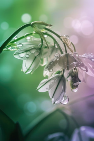 A close up of a flower with water droplets on itの素材
