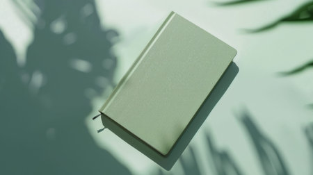 Book and Plant on Table, notebook or book cover mockup.の素材