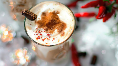 Hot Chocolate Drink With Whipped Cream and Spicesの素材