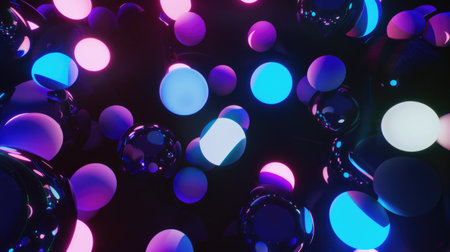 Glowing Neon Bubbles in the Darkの素材