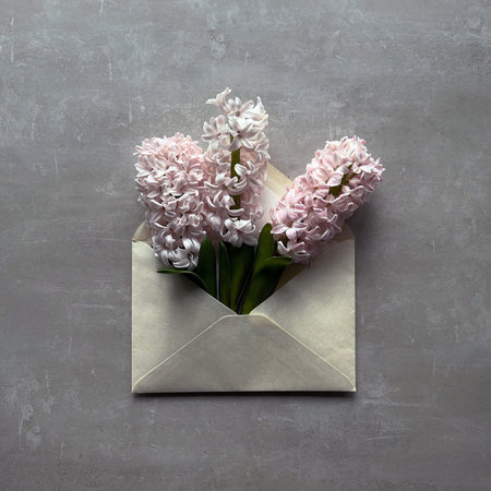 Paper Envelope With Pink Flowers